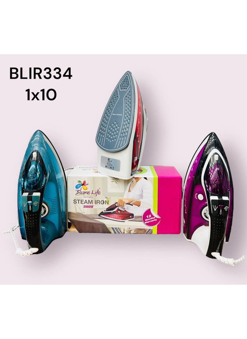 2200 W Steam Iron, Vertical Steaming, Anti-Calcium System, Ceramic Non-Stick Soleplate, Self-Cleaning, Anti-Drip, Rapid Heating, random color available