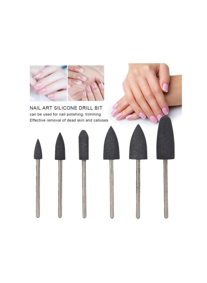 6Pcs Nail Art Grinding Head,Nail Drill Bit Nail Art Electric Manicure Drill Accessories Nail Polish Acrylic Nail Tools Dead Skin Removal Polishing Grinding Head Set Nail Care Tool(03)