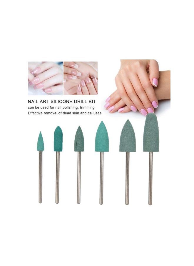 6Pcs Nail Art Grinding Head,Nail Drill Bit Nail Art Electric Manicure Drill Accessories Nail Polish Acrylic Nail Tools Dead Skin Removal Polishing Grinding Head Set Nail Care Tool(03)