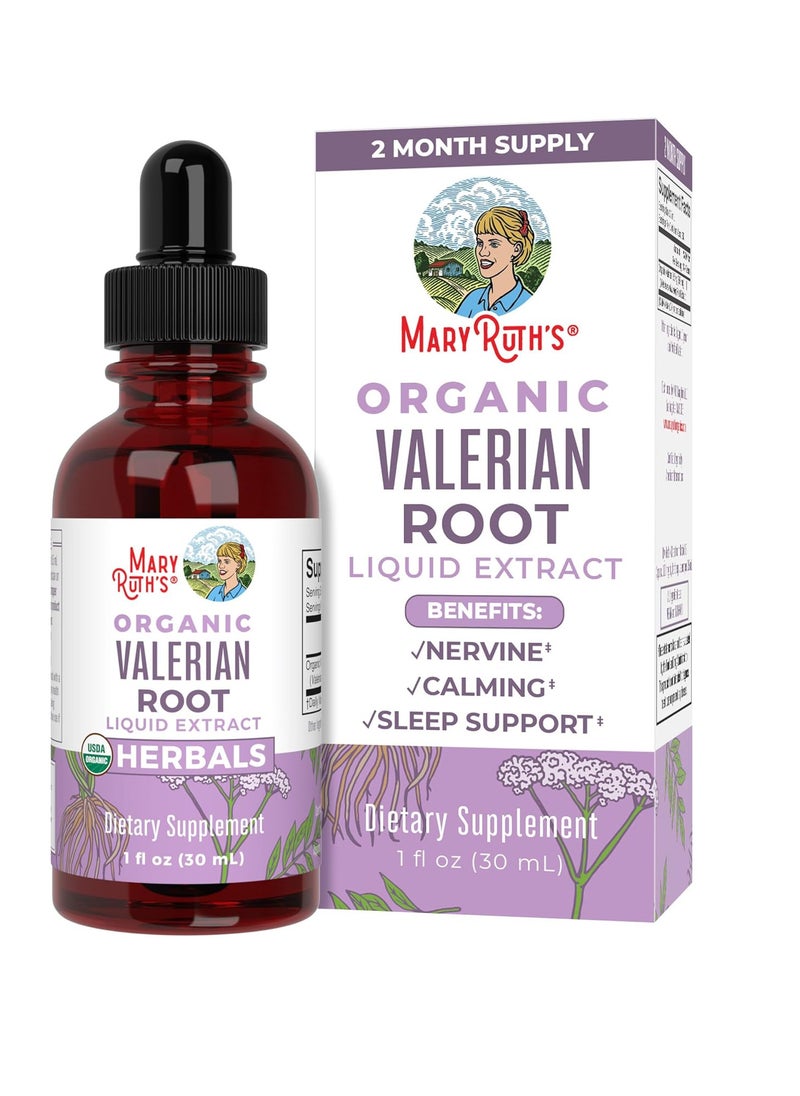 Valerian Root Liquid Drops | 2 Month Supply | Sugar Free | USDA Organic Valerian Root Drops | Support Sleep | Calm and Stress Relief | Vegan | Non-GMO | Gluten Free | 60 Servings