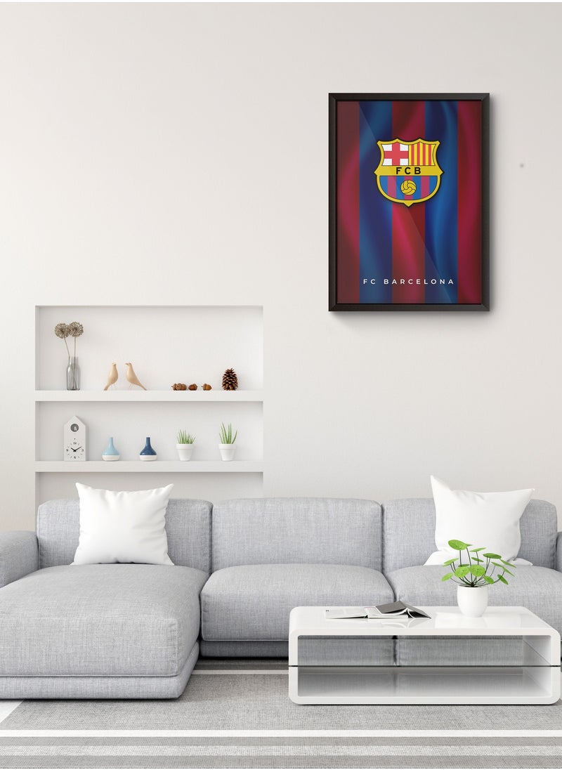 Framed and Printed FC Barcelona Football Themed Artwork – Wall Mount Friendly, Includes Hooks and Screws- 60 * 40 cm