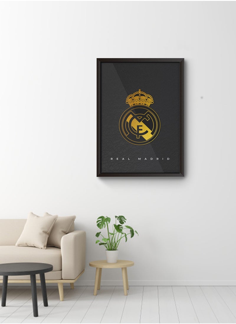 Framed and Printed Real Madrid Football Themed Artwork – Wall Mount Friendly, Includes Hooks and Screws- 60 * 40 cm