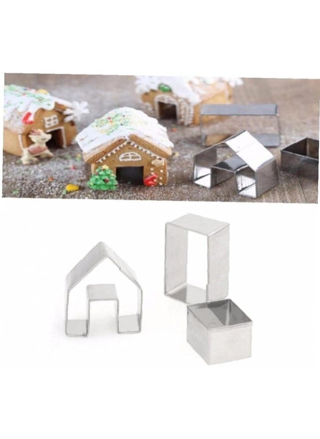 PULABO 3pcs Christmas Gingerbread House Biscuit Cutter Set Stainless Steel Cookie Convenient