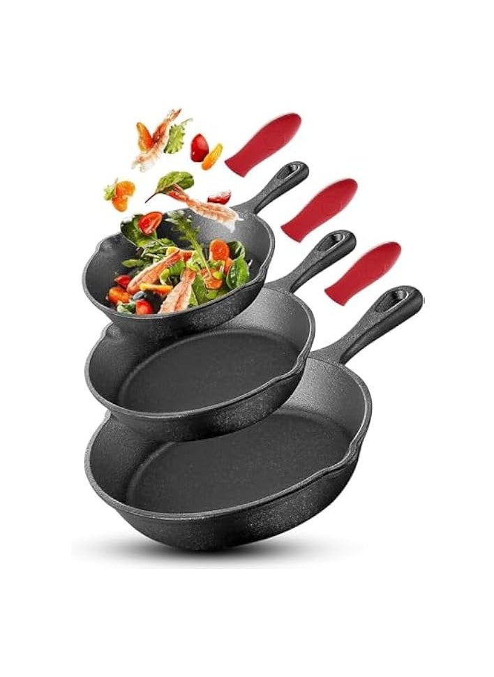 Pre Seasoned Cast Iron Skillet 3 Piece, Cast Iron Grill Pan, Frying Pans, Saute Fry Pan, Cast Iron Set,Cast Iron pan 3-Piece Set, Cast Iron Skillets-10