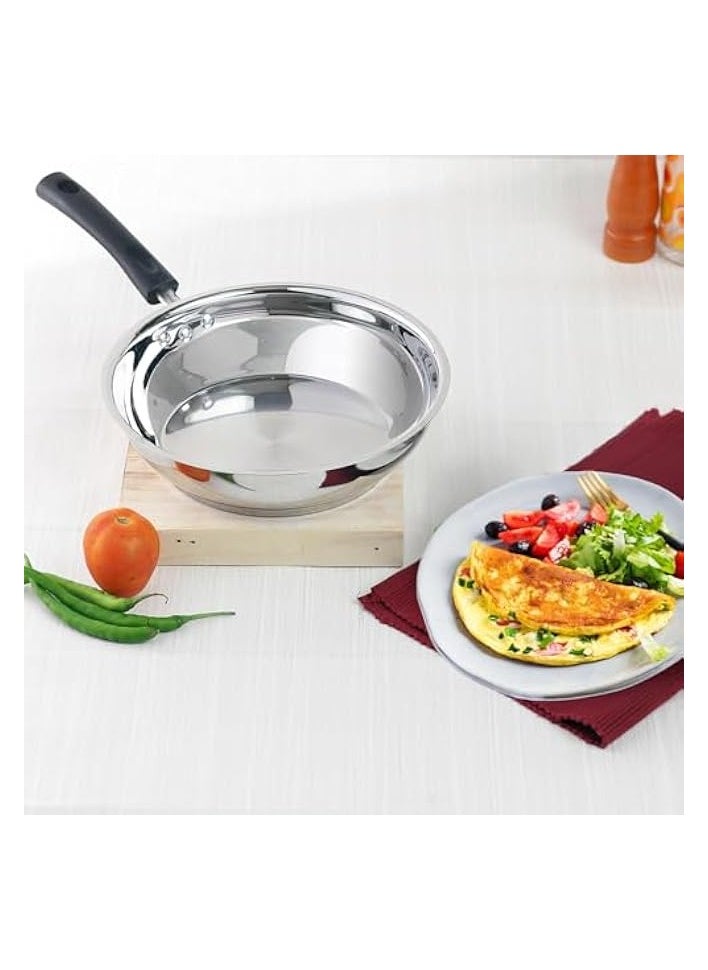 Stainless Steel Frying/Stirfry/Saute/Egg Pan,Skillet 20 cm, SAS Bottom,Induction and Gas Stove Friendly,Sturdy Handle,Heavy Bottom