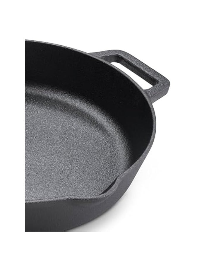 Cast Iron Dual Handle Fry Pan 24 cm | Cast Iron Skillet | Induction Frying Pan | Iron Fry Pan | Pre-Seasoned Cast Iron Cookware