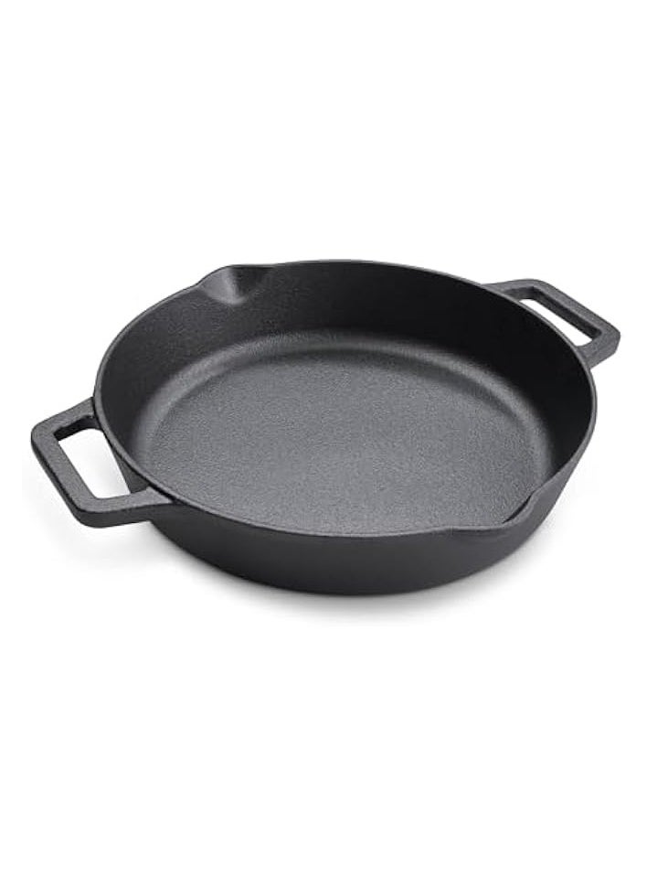 Cast Iron Dual Handle Fry Pan 24 cm | Cast Iron Skillet | Induction Frying Pan | Iron Fry Pan | Pre-Seasoned Cast Iron Cookware