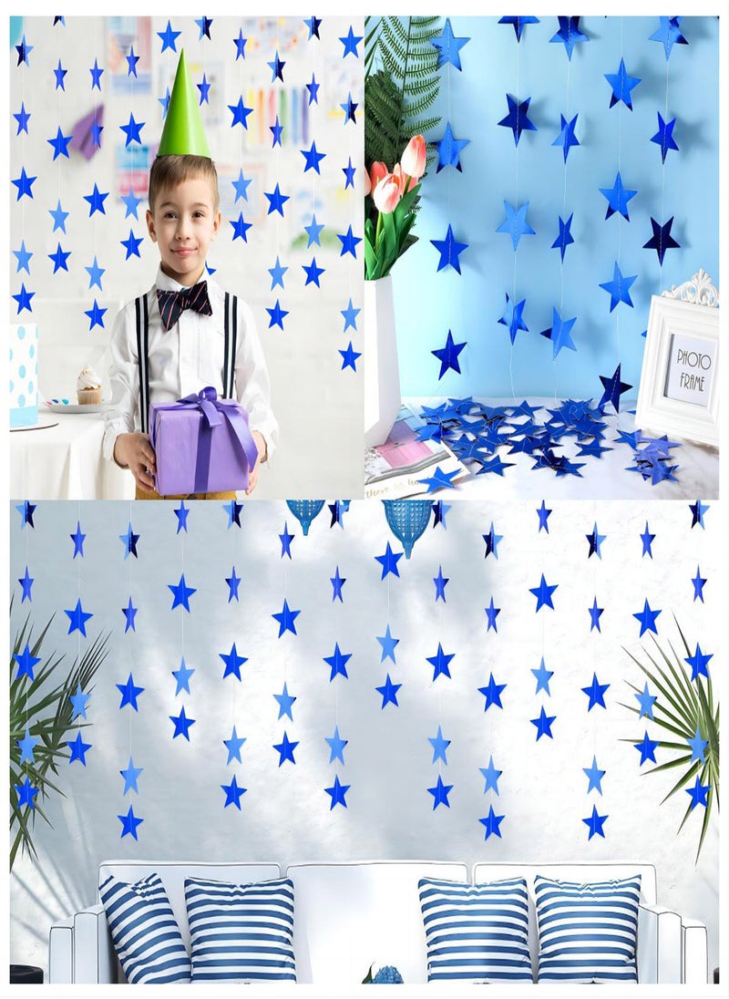 Star Paper Garland 8Pcs 4m Long Banner Backdrop Party Decorations Reflective Star Paper Garland Sparkling Star Bunting Banner Decorations for Wedding Birthday Party Holiday Banner Backdrop