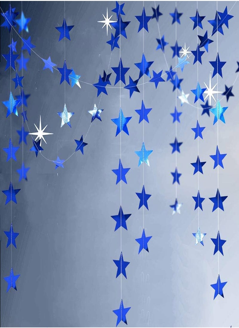 Star Paper Garland 8Pcs 4m Long Banner Backdrop Party Decorations Reflective Star Paper Garland Sparkling Star Bunting Banner Decorations for Wedding Birthday Party Holiday Banner Backdrop