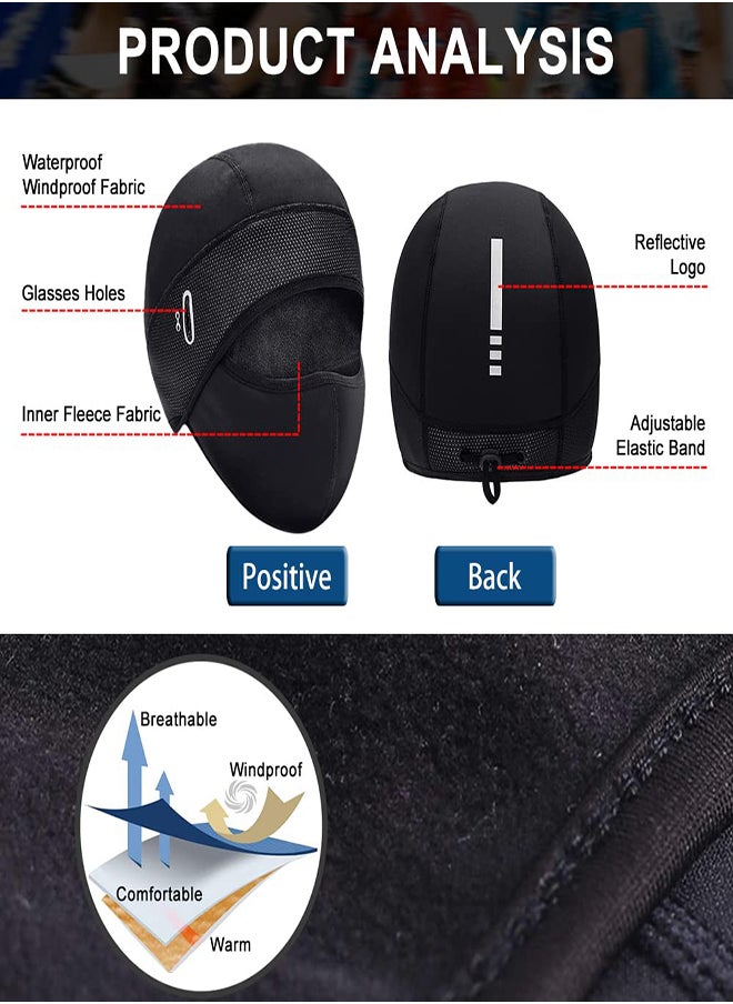 Winter Cycling Caps Under Helmet Thermal Fleece Beanie Hat with Face Cover for Men and Women Waterproof Windproof Cycle Skull Cap Ski Cap Balaclava Mask Bike Bicycle Helmet Liner for Sports