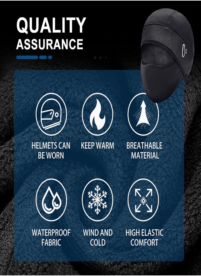 Winter Cycling Caps Under Helmet Thermal Fleece Beanie Hat with Face Cover for Men and Women Waterproof Windproof Cycle Skull Cap Ski Cap Balaclava Mask Bike Bicycle Helmet Liner for Sports