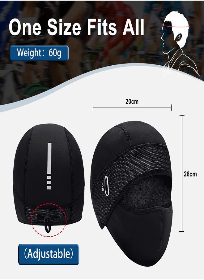 Winter Cycling Caps Under Helmet Thermal Fleece Beanie Hat with Face Cover for Men and Women Waterproof Windproof Cycle Skull Cap Ski Cap Balaclava Mask Bike Bicycle Helmet Liner for Sports