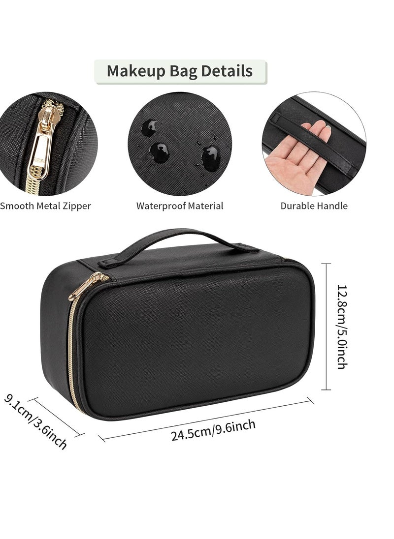 OCHEAL Small Cosmetic Bag,Portable Cute Travel Makeup Bag for Women and girls Makeup Brush Organizer cosmetics Pouch Bags-Black