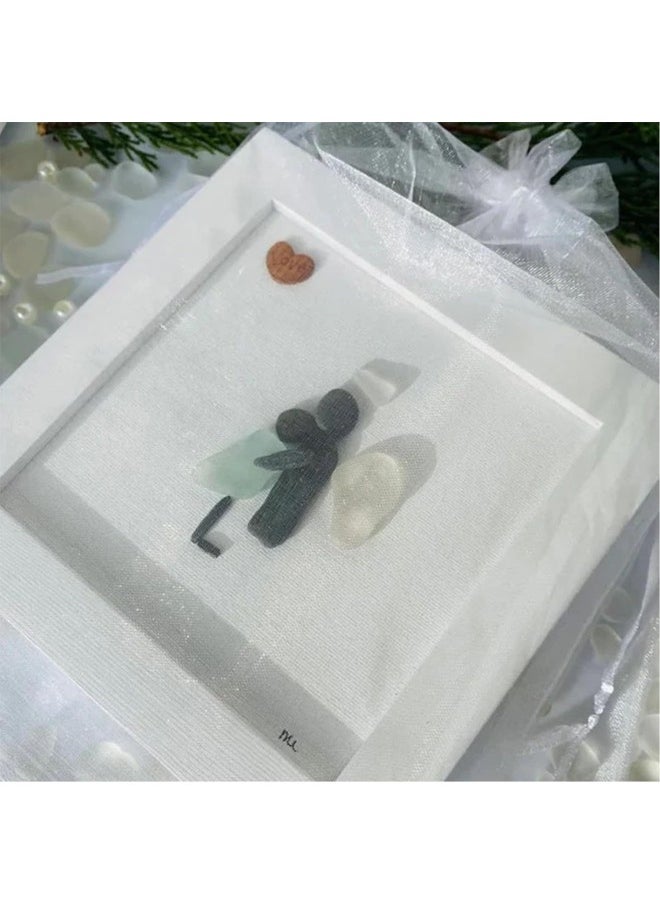 Sea Glass Art Sympathy Gift, Memorial Gift Sorry for Your Loss Gift Sea Glass Art Sympathy Gift, Sea Glass Art Wall Decor Framed, Remembrance Gifts for Loss of Loved (Male)