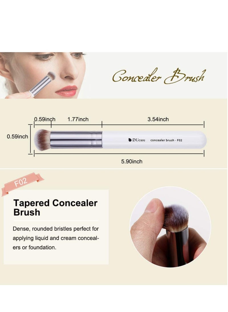 DUcare Makeup Brushes 3Pcs Foundation Contour Brush& Concealer Brush& Blusher Brush Face Kabuki Blush Bronzer Travel Buffing Stippling Contour Liquid Blending Makeup brush set White