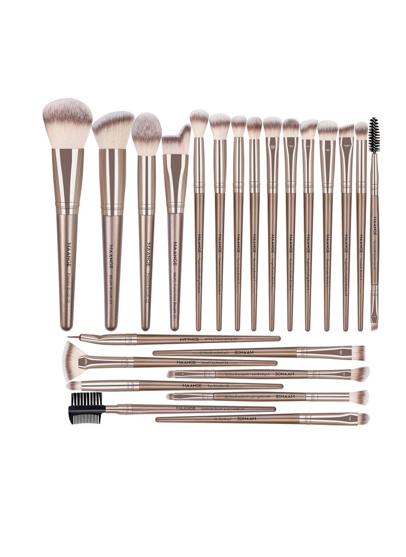 MAANGE Makeup Brush Set 23 Pcs Makeup Brushes Premium Synthetic Make up brushes Professional Face Powder Blush Pointed Eyeshadow Blending Brush Kit, Graduation Gift (Champagne)