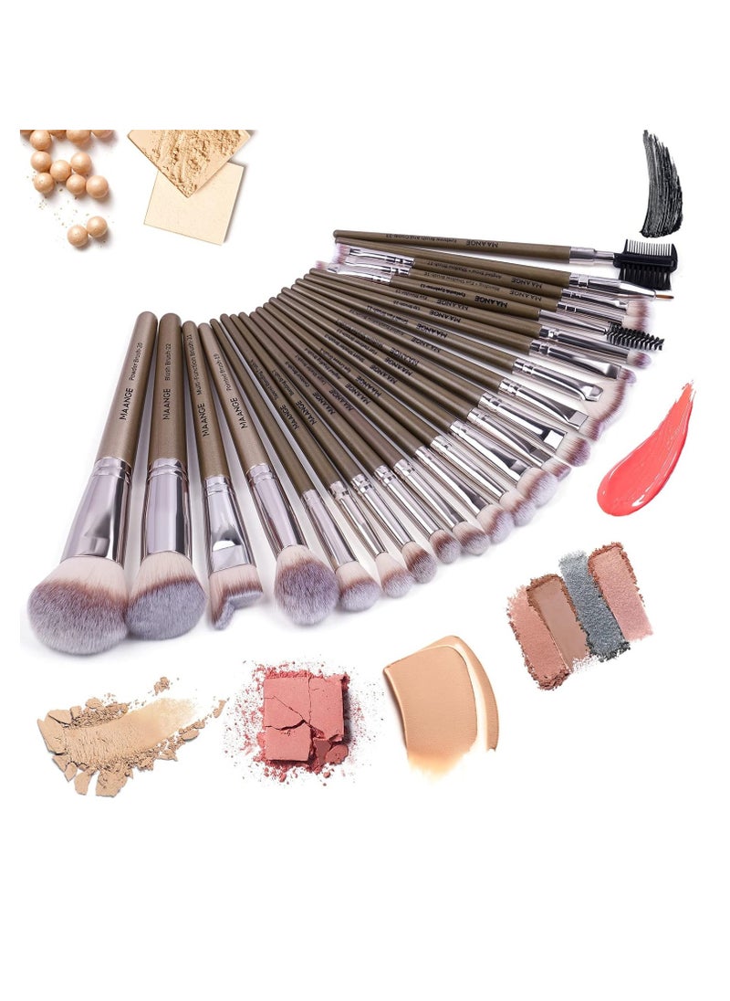 MAANGE Makeup Brush Set 23 Pcs Makeup Brushes Premium Synthetic Make up brushes Professional Face Powder Blush Pointed Eyeshadow Blending Brush Kit, Graduation Gift (Champagne)
