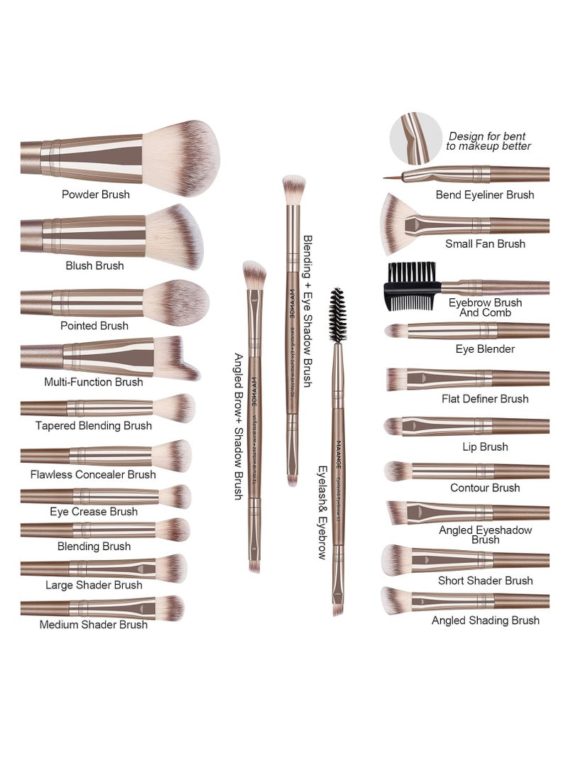 MAANGE Makeup Brush Set 23 Pcs Makeup Brushes Premium Synthetic Make up brushes Professional Face Powder Blush Pointed Eyeshadow Blending Brush Kit, Graduation Gift (Champagne)
