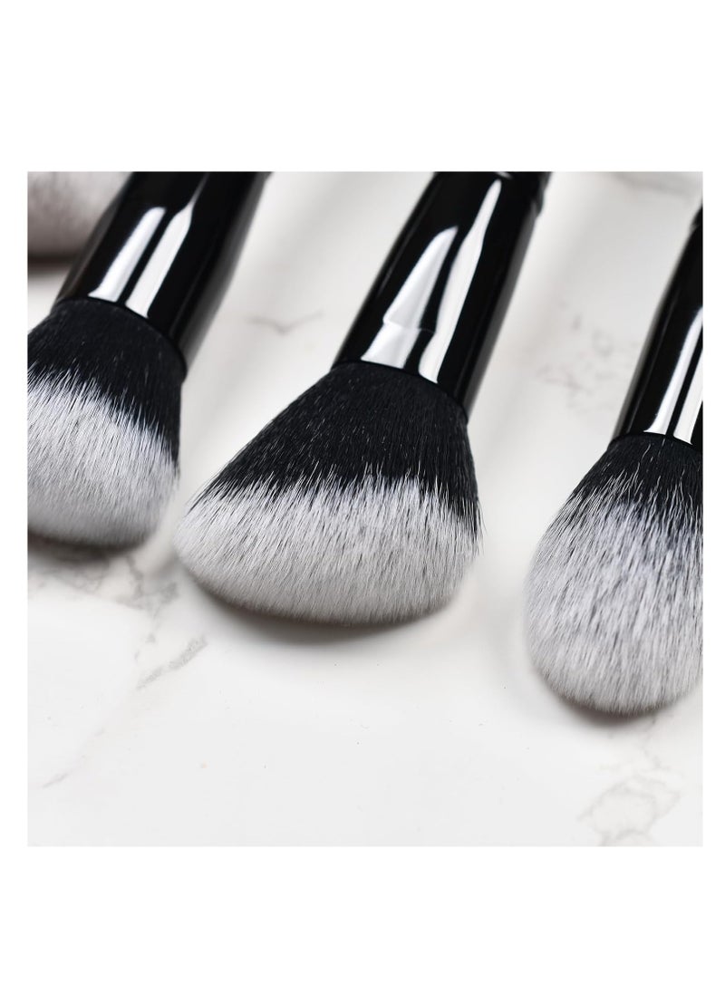 LORYP 4 Pcs Full Face Professional Makeup Brushes Set with Retractable Kabuki Airbrush For Powder,Liquid,Cream,Angled Blush Brush, Foundation Brush, Tapered Highlight Brush