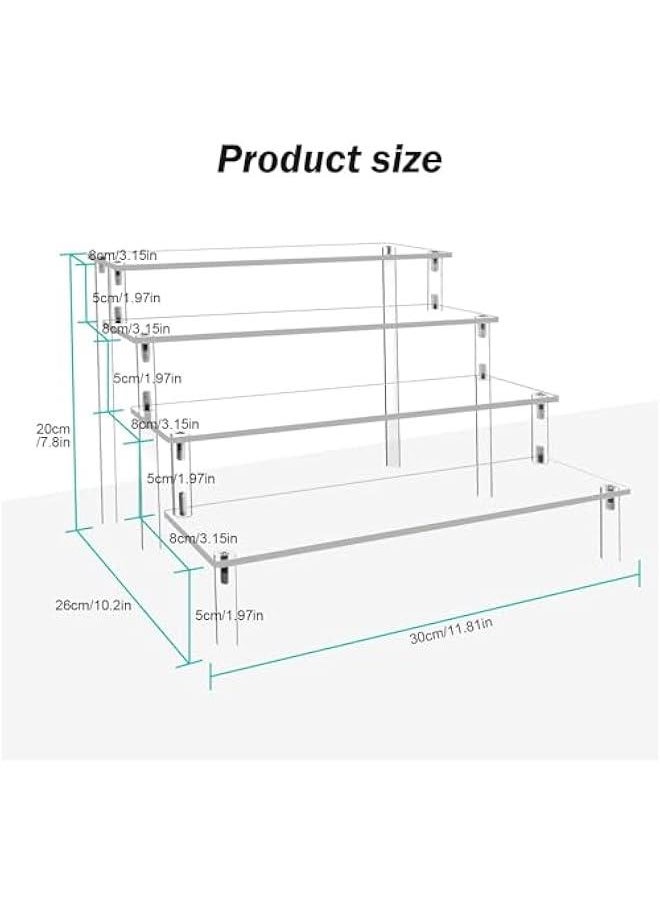 Acrylic Display Risers Cupcake Stand for Food Desserts,Perfume Organizer 4 Tier Clear Shelf Display Stand,Perfume Stand for Organizer and Decoration (4-Tier)