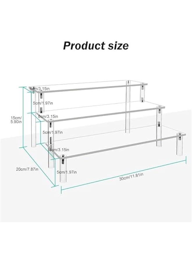 Acrylic Display Risers Cupcake Stand for Food Desserts,Perfume Organizer 4 Tier Clear Shelf Display Stand,Perfume Stand for Organizer and Decoration (3-Tier)