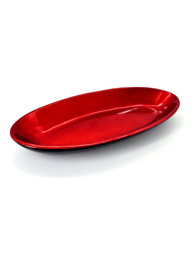 Lacquer Oval Plate Red