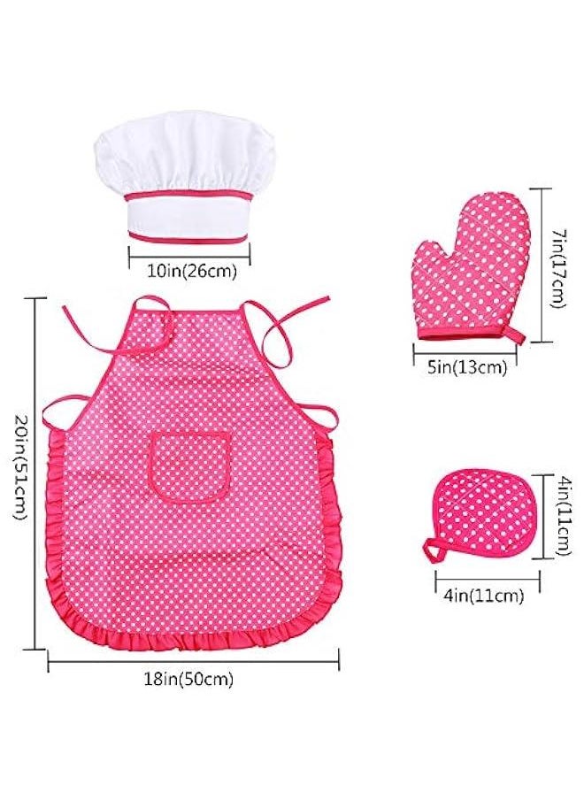 Chef Set for Kids - 13 Pcs Kids Cooking and Baking Set Includes Kids Apron, Chef Hat, Utensils, Cooking Mitt for Kids Chef Role Play Set , Gift for 3 Year Old Girls and up …