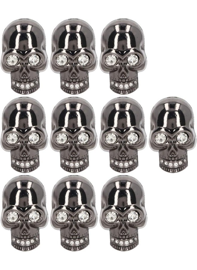 10 Pcs Skull Rivets Punk Style Electroplating DIY Ghost Head Rivets Studs Leather Decoration for Shoes Clothing Bags (Rhinestones)