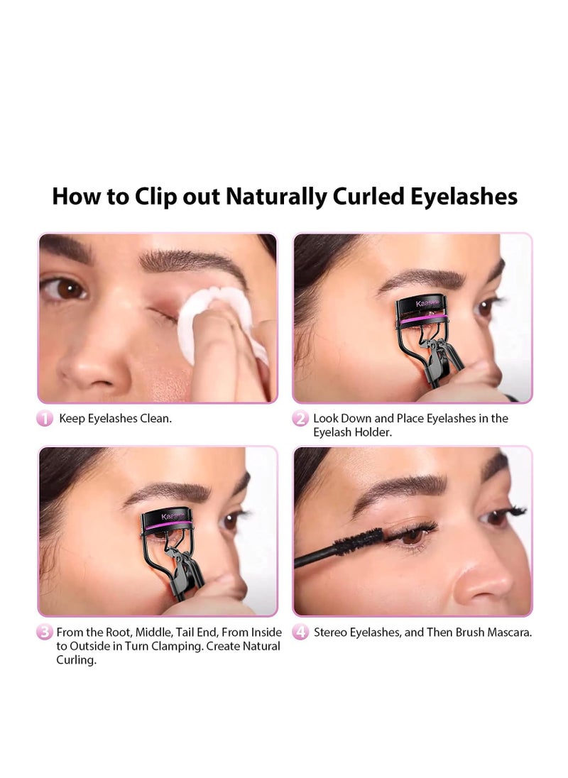 Kaasage Eyelash Curler with Pads, Lash Curler with 5 Extra Silicone Replacement Pads, Achieve Perfect Curls in 5 Seconds