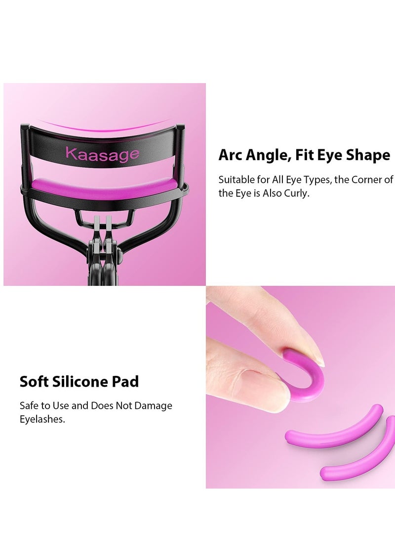 Kaasage Eyelash Curler with Pads, Lash Curler with 5 Extra Silicone Replacement Pads, Achieve Perfect Curls in 5 Seconds