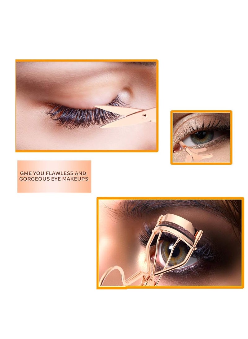 5 Pieces Eyelash Applicator Tool False Eyelashes Applicator Eyebrow Curler Eyebrow Scissors (Rose Golden)