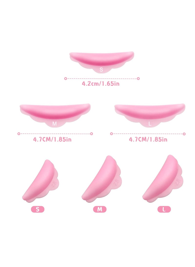 Hicarer 48 Pieces Lash Lift Rods Silicone Eyelash Pads Raise Eyelashes Rods (Small, Medium, Large), Eyelash Perming Curler Rods Silicone Lash Lift Shields for Eyelashes Supplies Makeup Tool(Pink)