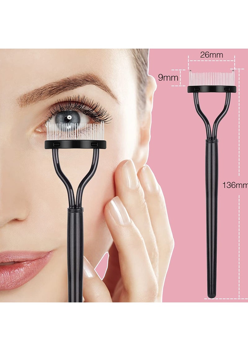 2Pcs Eyelash Separator, Eyelash Comb Lash Brush Separator, Lash Comb Eyelashes Curler Makeup Mascara Applicator, Eye Makeup Brush Tools, Metal Teeth Eyelashes Grooming Tool