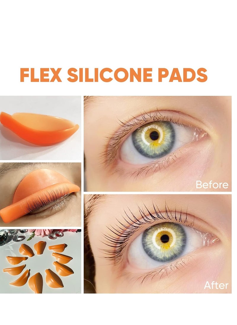 PERMANIA Silicone Curler Pad, 10Pcs/5sizes for Lash Perm Kit Reusable Soft C & D Curls Eyelash Lifting Rod Makeup Beauty Tool Lash Lift Pads (Orange)