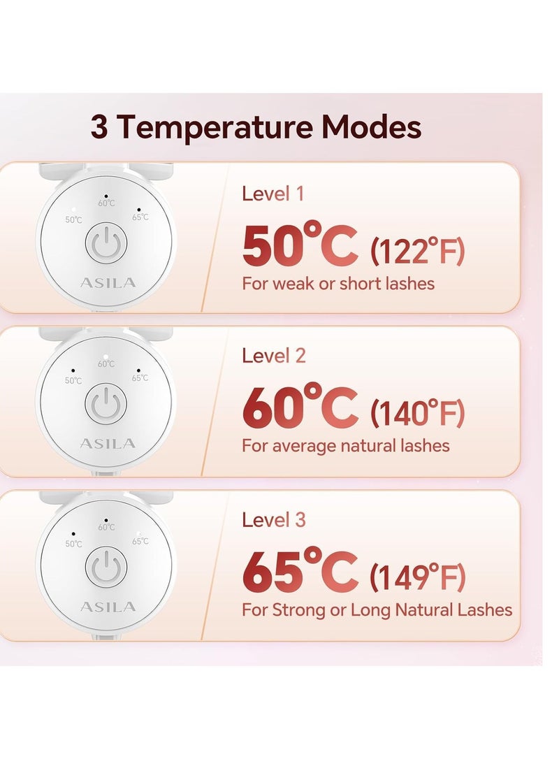 Heated Eyelash Curlers, C-Shaped Natural Curling, Fast Heat up Within 10s, 24 Hours Long Lasting, Rechargeable Electric Eyelash Curler with Type-C, Anti-Burn Mini Lash Curler, White