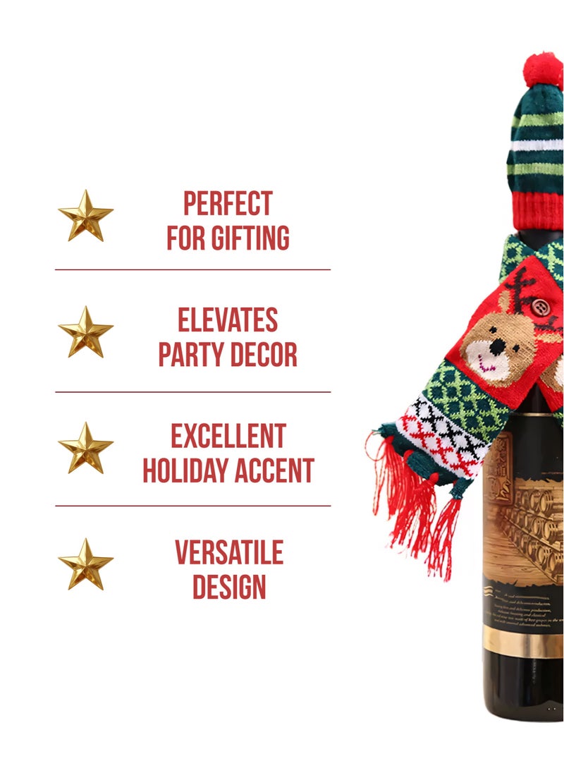 Bottle Covers – 1 Set of Christmas Bottle Decorations, 5x43cm and 4x9cm, Festive Holiday Table Decor for Parties and Gifting