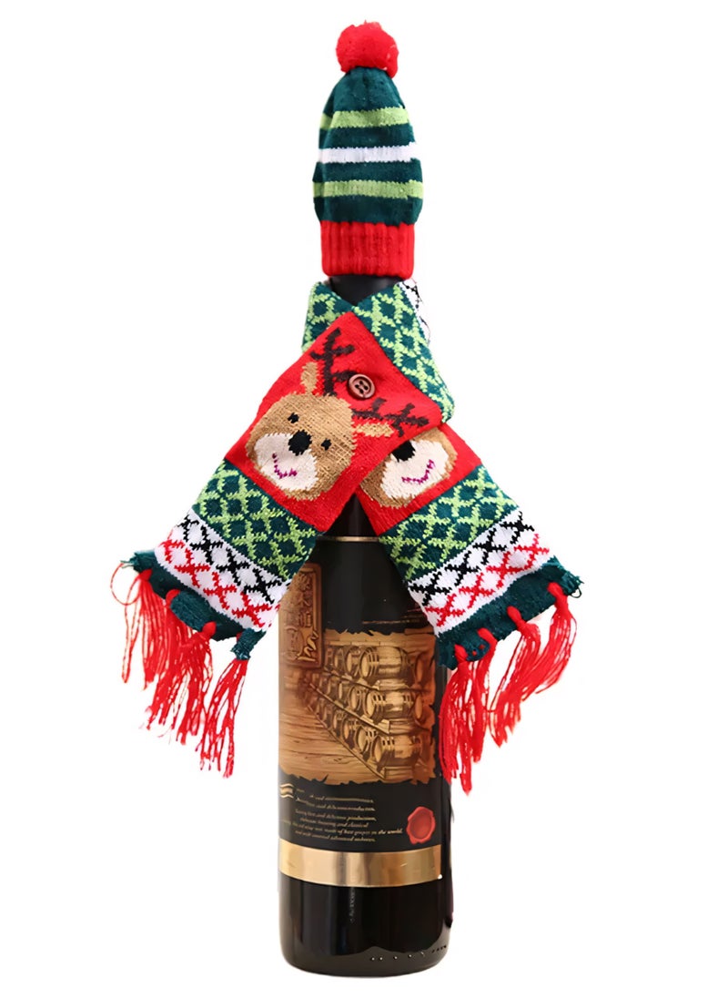 Bottle Covers – 1 Set of Christmas Bottle Decorations, 5x43cm and 4x9cm, Festive Holiday Table Decor for Parties and Gifting