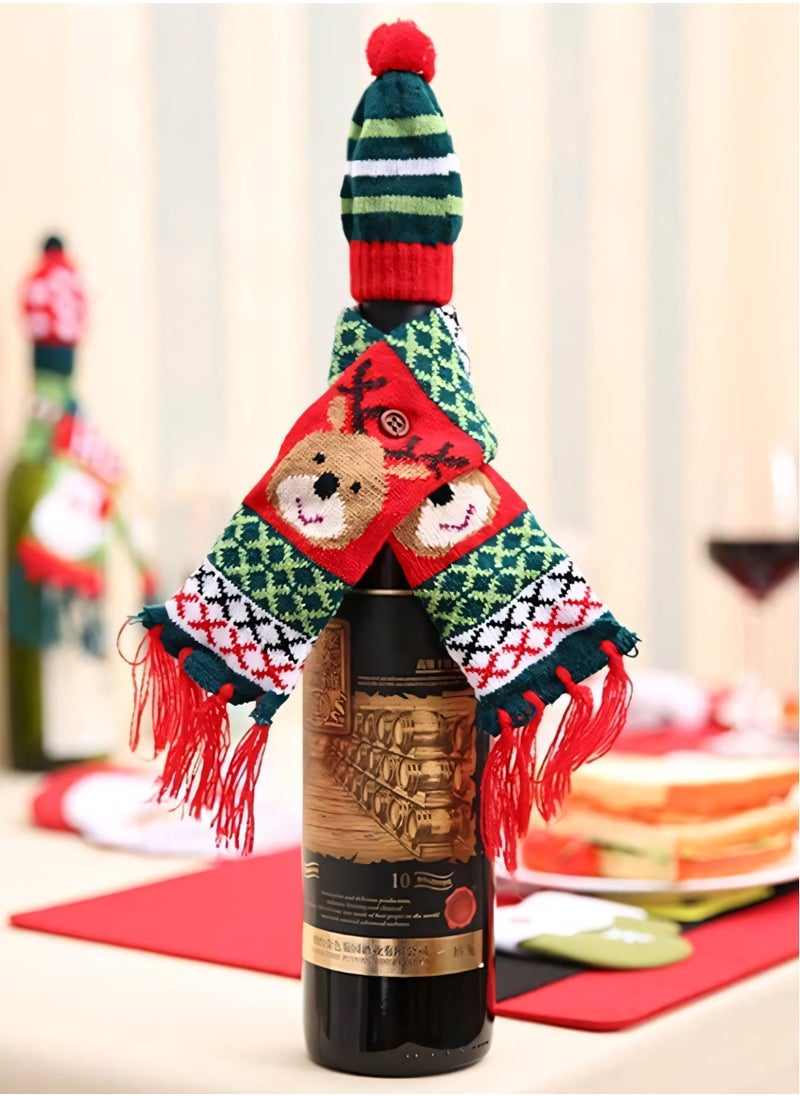 Bottle Covers – 1 Set of Christmas Bottle Decorations, 5x43cm and 4x9cm, Festive Holiday Table Decor for Parties and Gifting