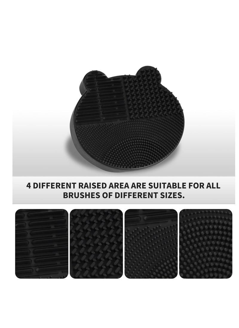 Silicon Makeup Brush Cleaner Mat with Brush Drying manual Make up brush cleaner cleanser machine Cosmetic Brush Cleaning Pad+Makeup Brush Dry Cleaned Quick Color Removal Sponge Scrubber Tool(Black)