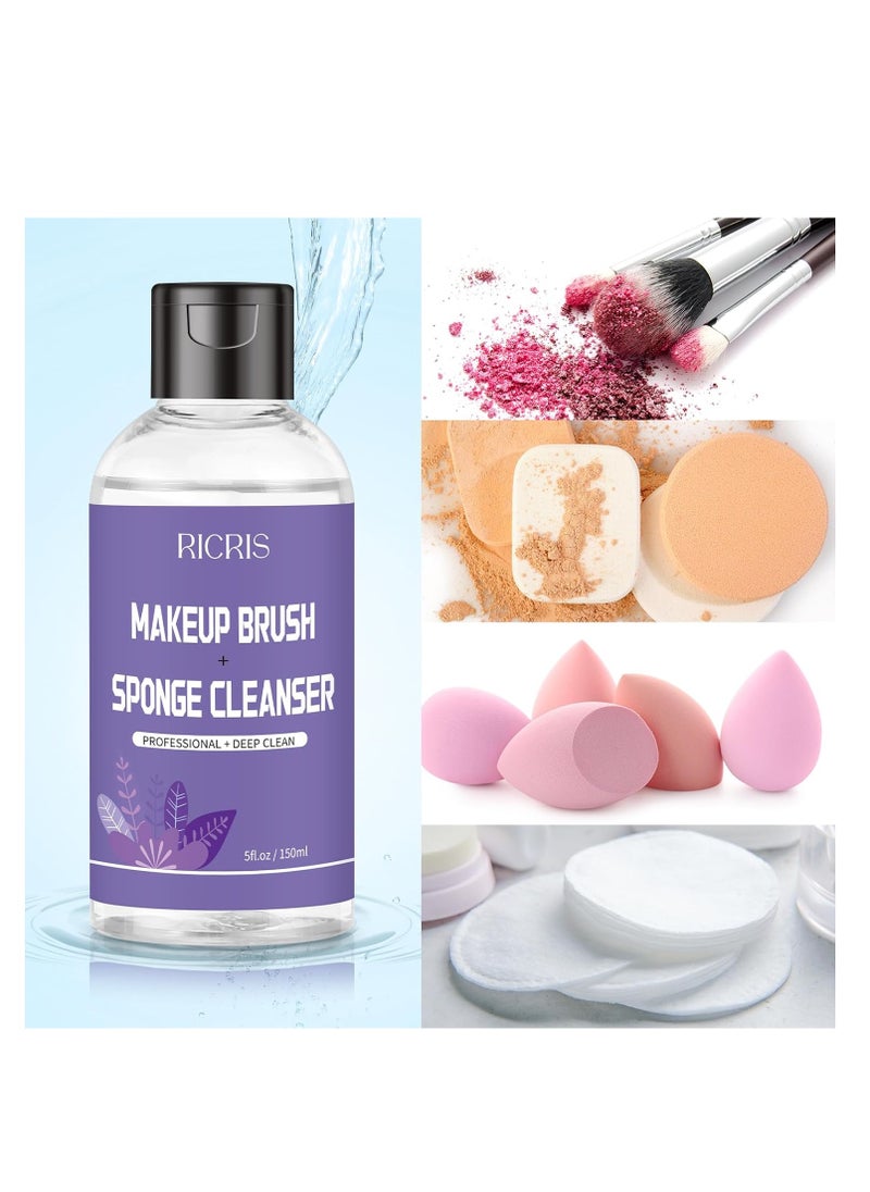 Makeup Brush Cleaner Shampoo, Efficient Brush Cleanser Liquid Solutions for Make up Brushes/Sponges Blender/Puffs(5 FL Oz)