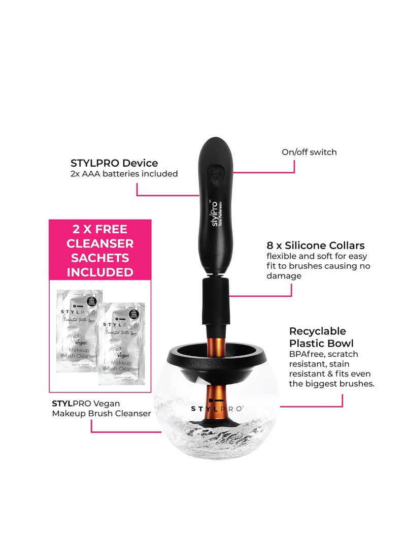 StylPro Original Makeup Brush Cleaner and Dryer - Clean and Dry Makeup Brushes in 30 Seconds - Removes Dirt, Pollutants, and Stains - 1 pc