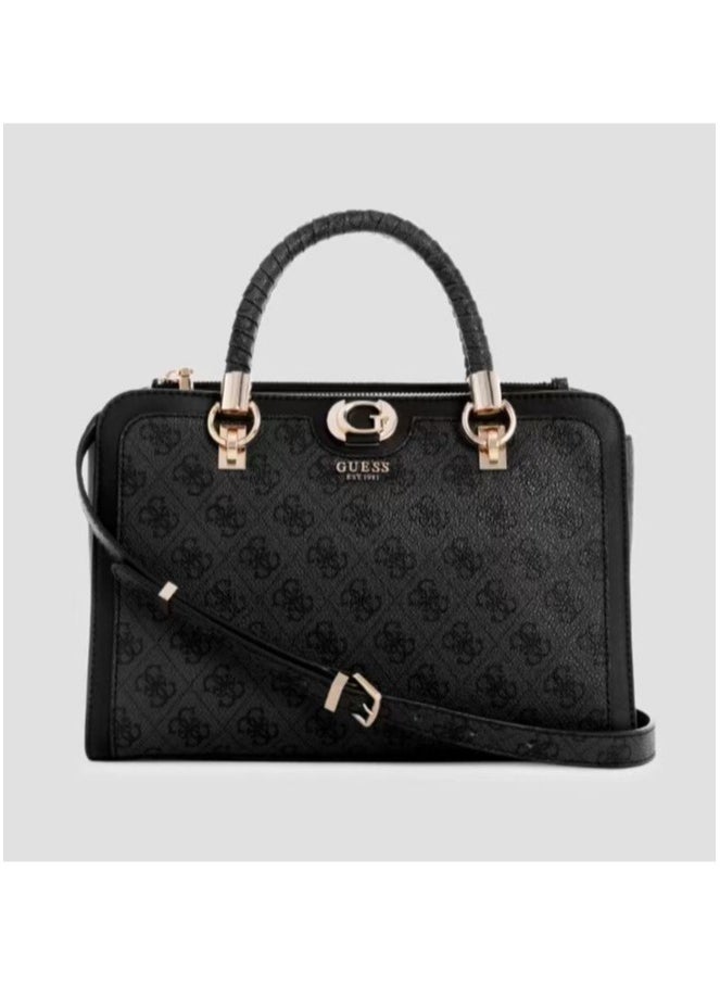 Large Capacity Classic Black Edge Gray Printed Canvas Splicing Laptop Tote Women's Shoulder Bag 38×11×24CM