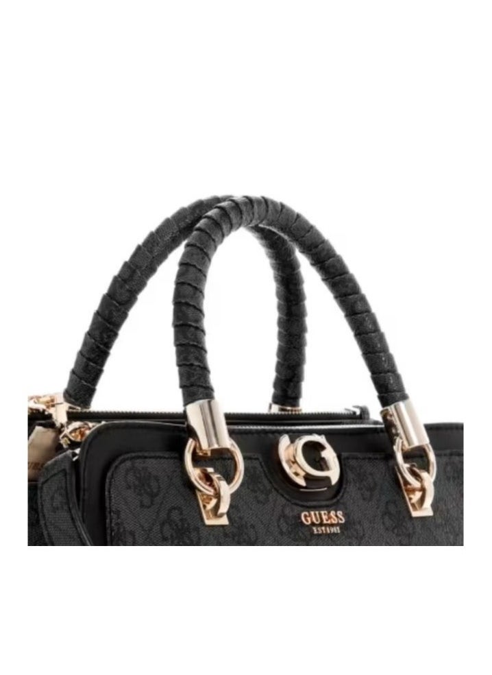 Large Capacity Classic Black Edge Gray Printed Canvas Splicing Laptop Tote Women's Shoulder Bag 38×11×24CM