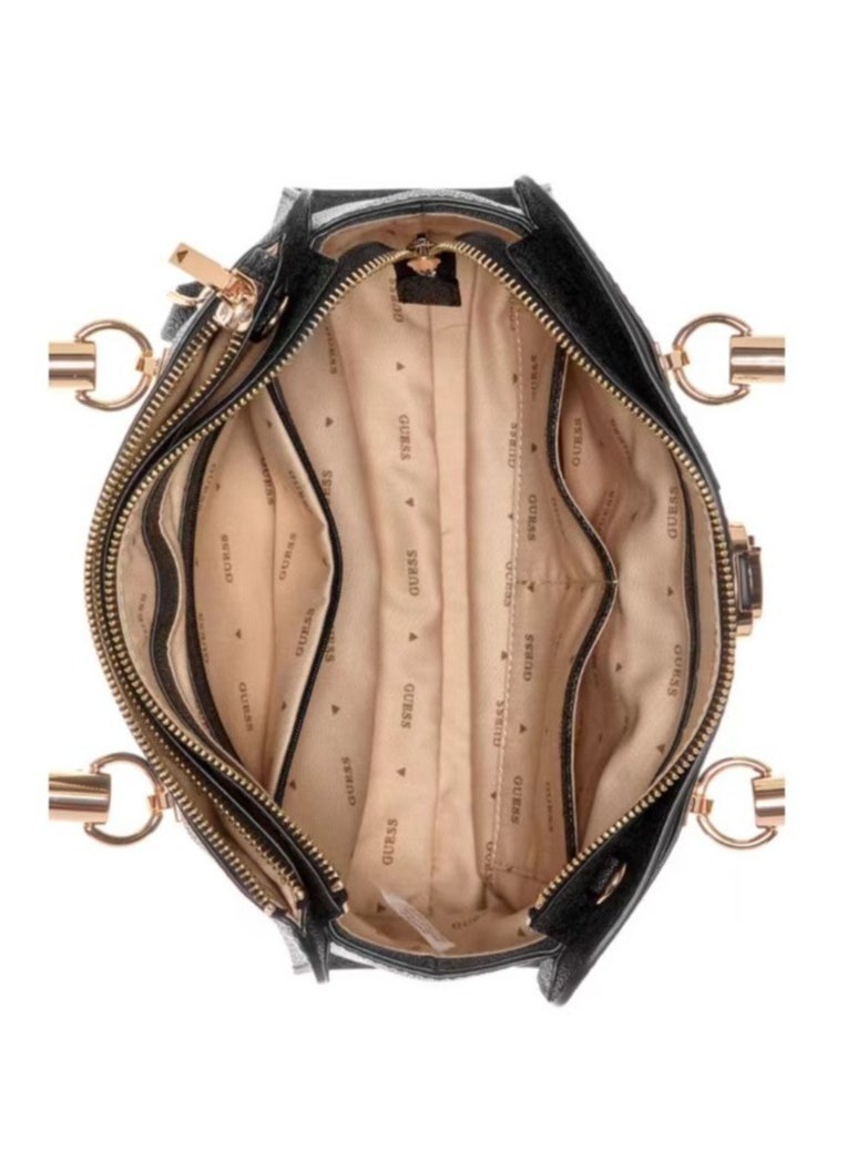 Large Capacity Classic Black Edge Gray Printed Canvas Splicing Laptop Tote Women's Shoulder Bag 38×11×24CM