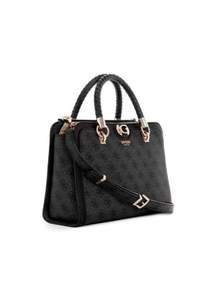 Large Capacity Classic Black Edge Gray Printed Canvas Splicing Laptop Tote Women's Shoulder Bag 38×11×24CM