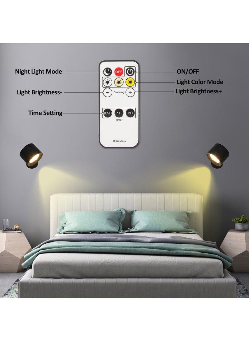 Rechargeable Wall Sconce with Remote Control – 360° Adjustable, Wireless, Dimmable, 1800mAh Battery, Magnetic Base