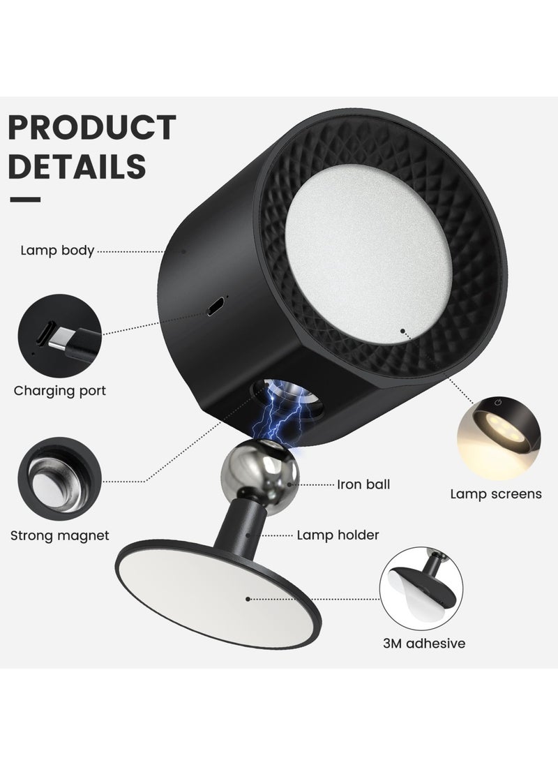 Rechargeable Wall Sconce with Remote Control – 360° Adjustable, Wireless, Dimmable, 1800mAh Battery, Magnetic Base