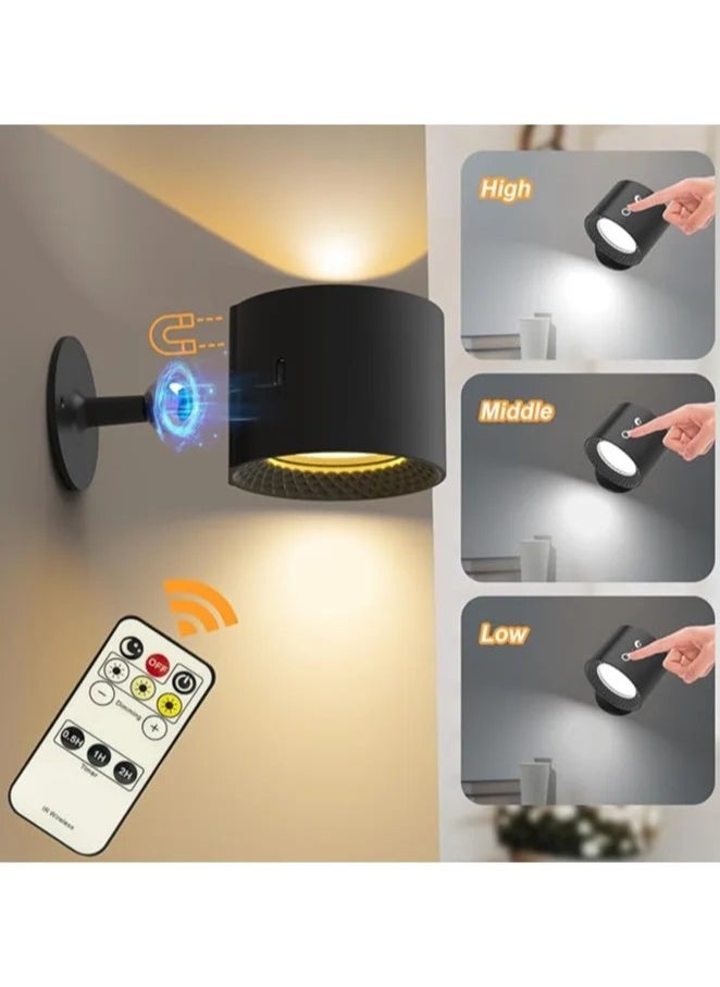 Wall Lights Wall Lamp with Remote, 5V, Battery Operated Wall Sconce 2000mAh Rechargeable Battery, 3 Color u0026 Dimmable, Led Wall Light with a Magnetic Link Base