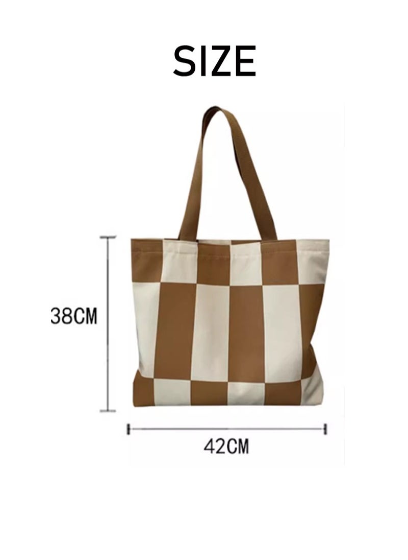 Women's Shoulder Tote Bag Canvas Handbag For Women Large Capacity Bucket Bag Fashionable Travel Messenger Shoulder Bag for Ladies Girls College Students