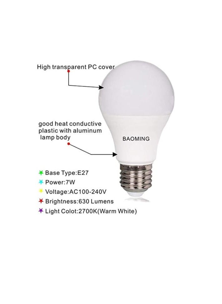 Dusk to Dawn Sensor LED Light Bulbs 7W 630 Lumen Daylight White 6000K, 60W Equivalent, Automatic On/Off,Suitable Used in Hallway, Yard, Porch, Patio, Garage Lighting,ES E27 Base 240V, 3-Pack